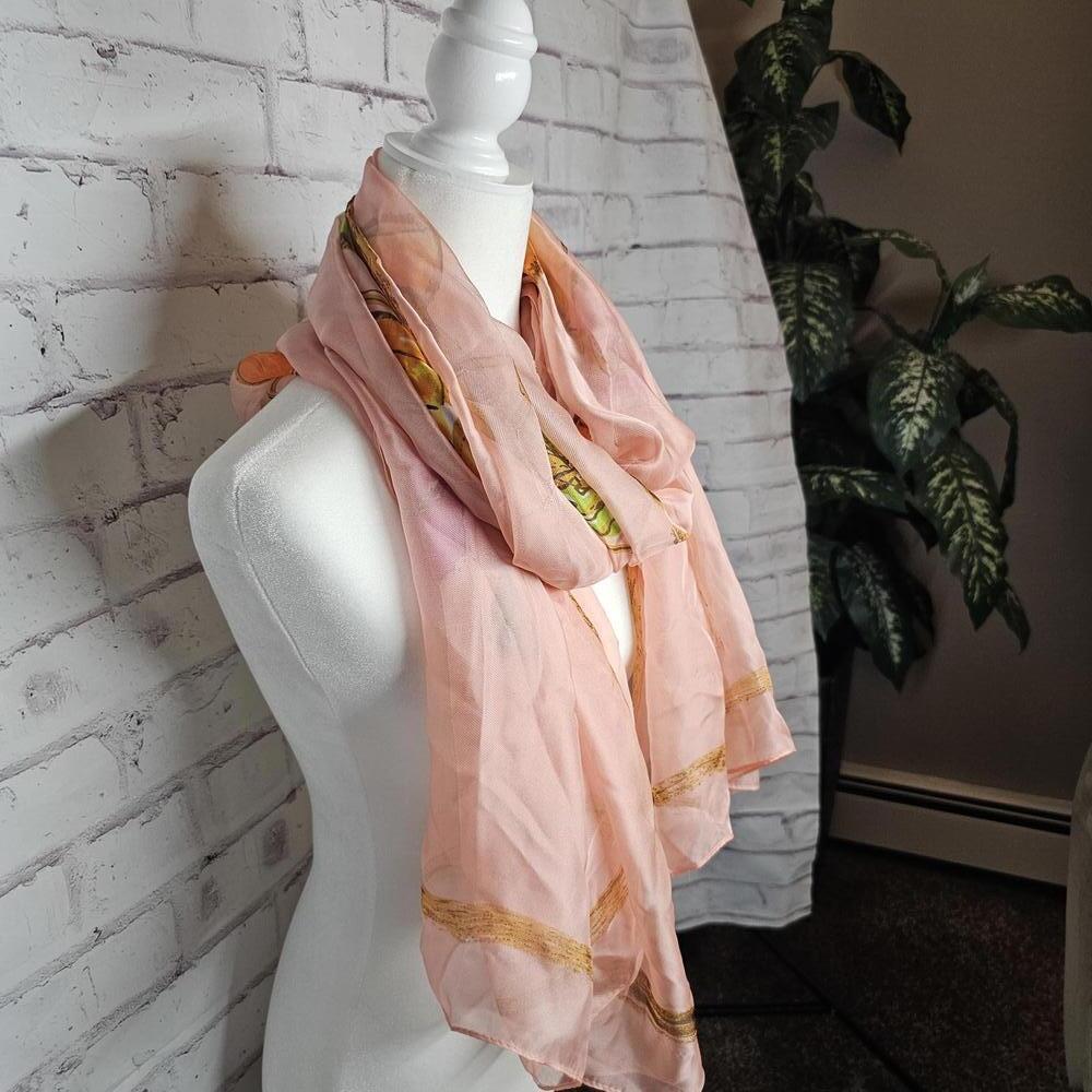Light, Silky Wide Scarf with Purses